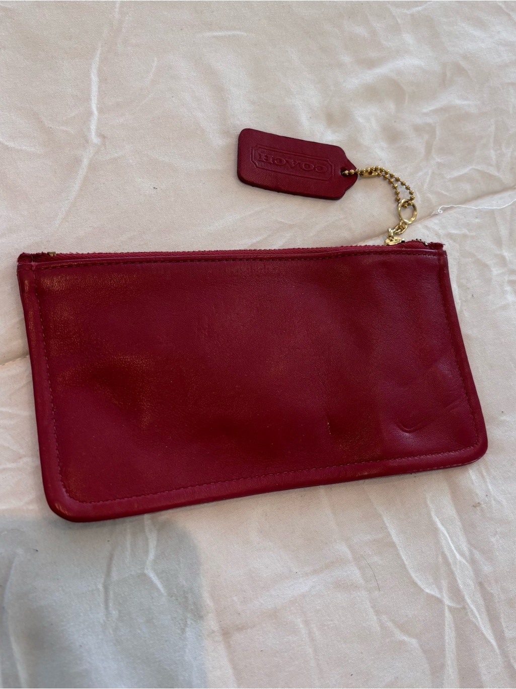 Vintage Coach Red Leather Skinny Case With Hangtag